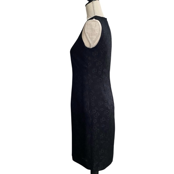 Liz Claiborne Petites Black Shimmer Floral Sleeveless Sheath Dress 8P - Picture 3 of 10